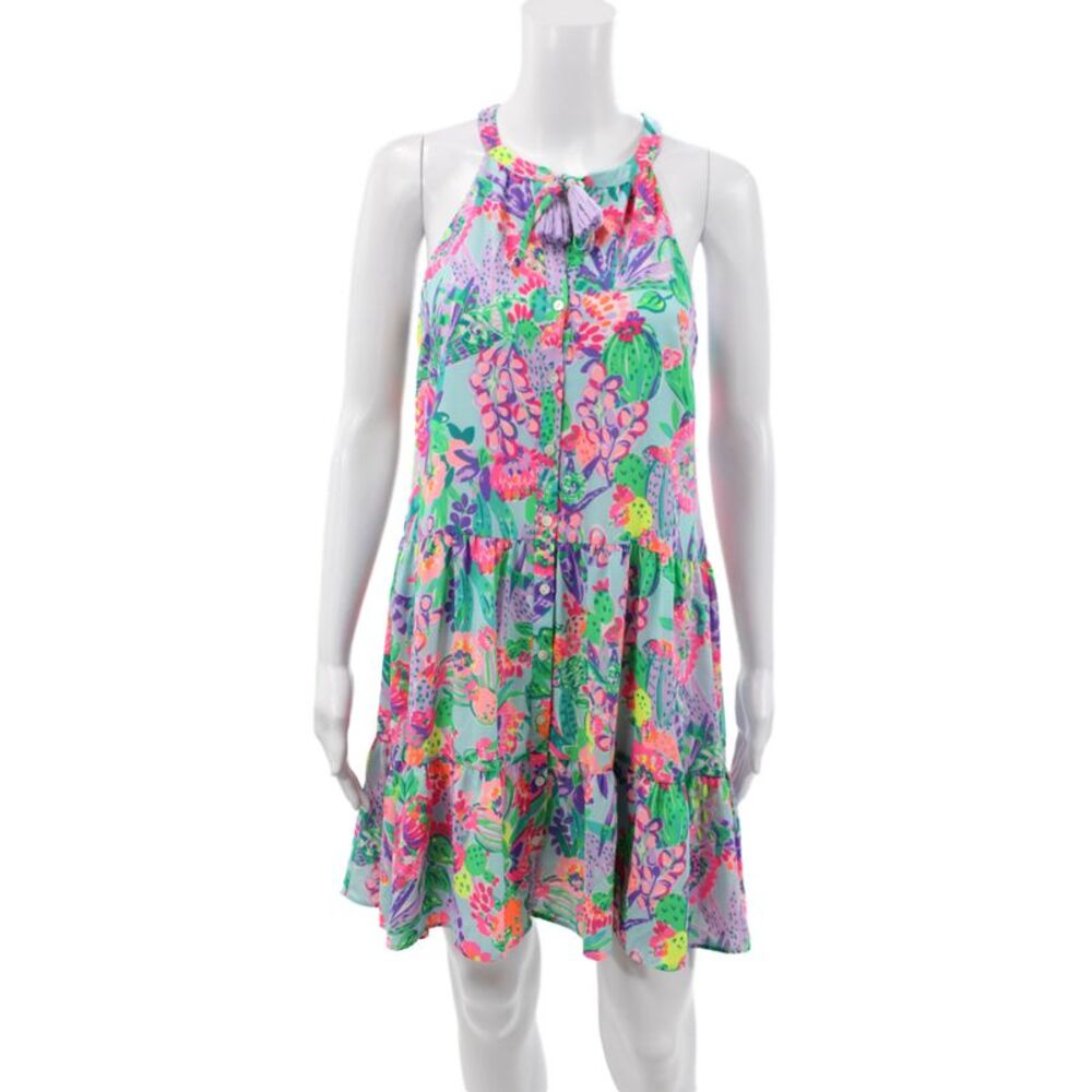 Lily Pulitzer Womens Shift Dress Multicolor Halter Short Floral Size XS